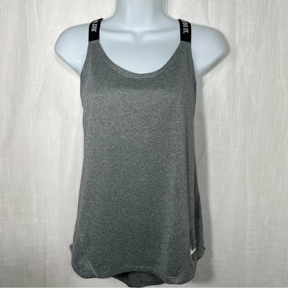 Nike Just Do It Tank Crisscross Back Dri Fit Gray Athletic Top Size Small - Picture 1 of 7